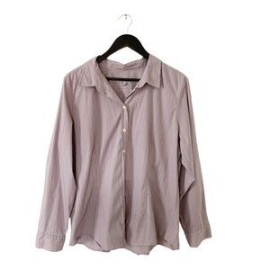 J.Jill Purple White Vertical Pinstripe Button Down Casual Dress Shirt